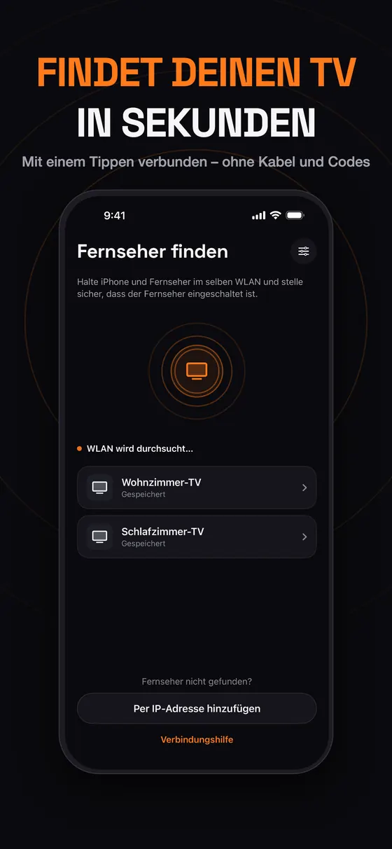 Remo findet Samsung-, LG-, Roku- und Google TV-Geräte im Netzwerk in Sekunden