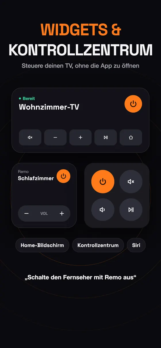 Remo-Widgets für Home-Bildschirm und Kontrollzentrum