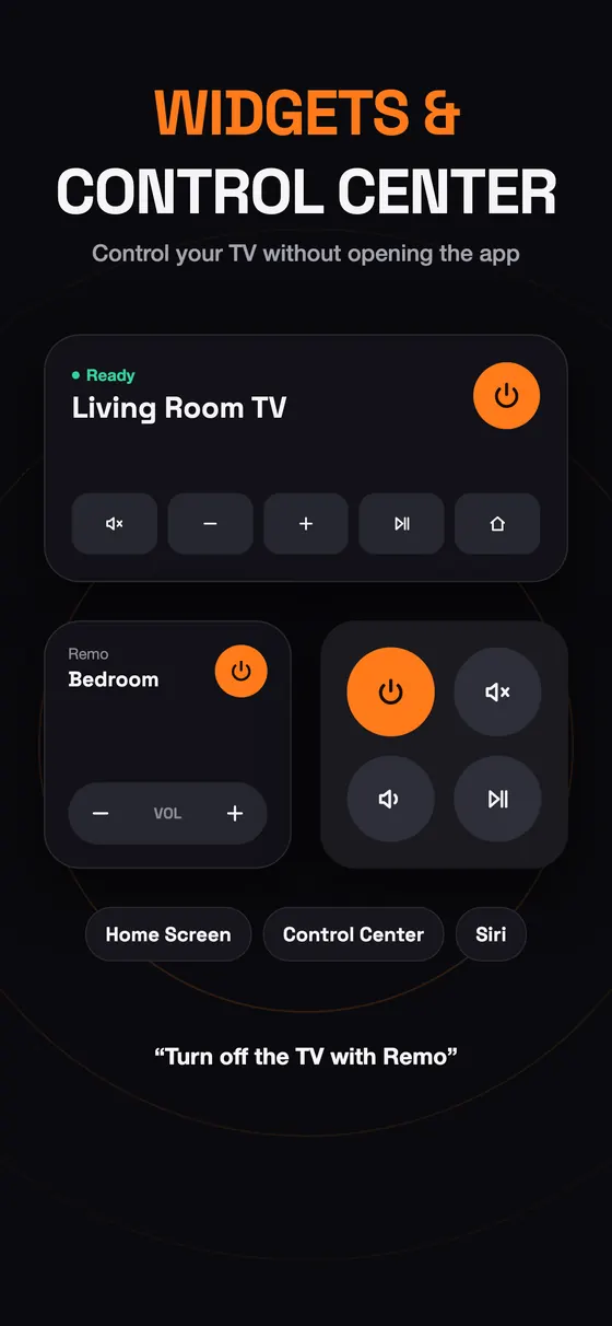 Remo widgets for the Home Screen and Control Center