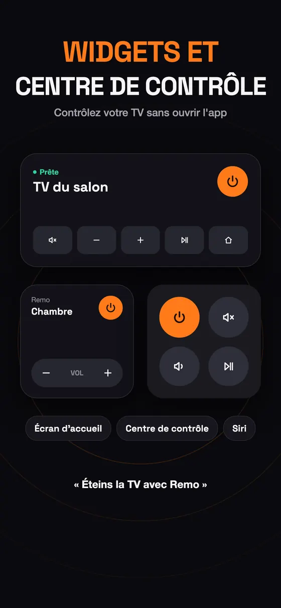 Widgets Remo pour l'écran d'accueil et le centre de contrôle