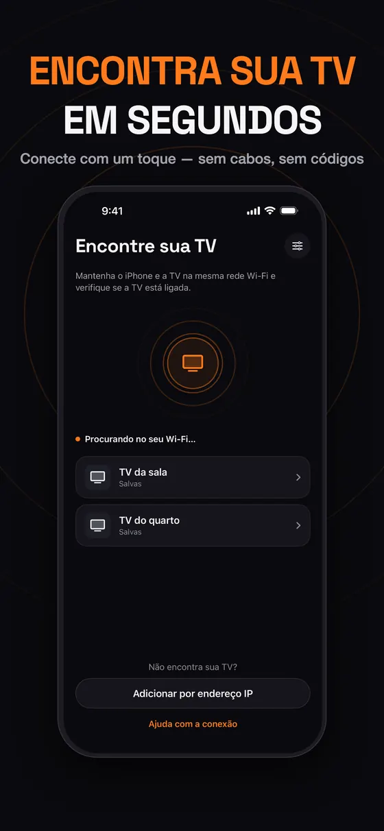 O Remo encontra aparelhos Samsung, LG, Roku e Google TV na rede em segundos