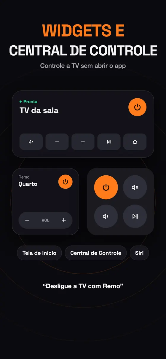 Widgets do Remo para a Tela de Início e a Central de Controle