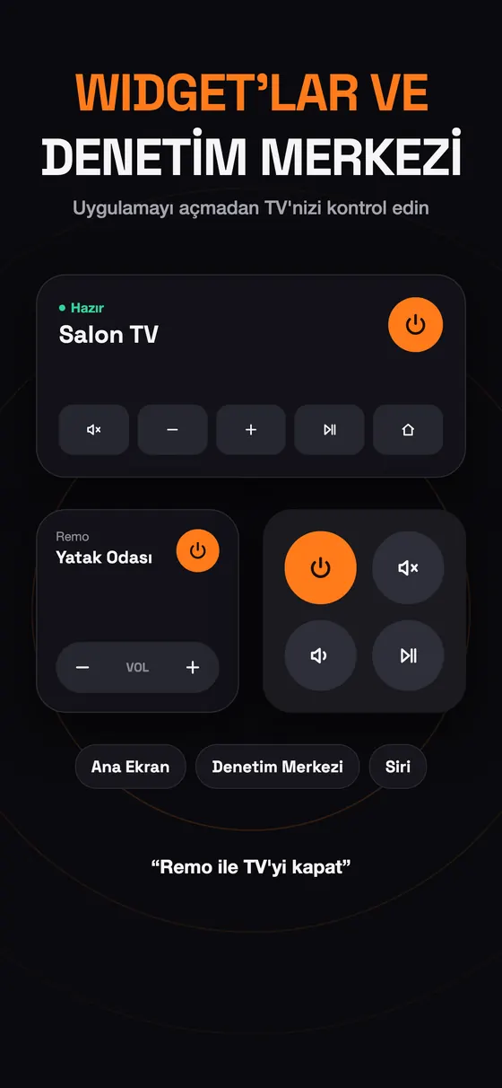 Ana Ekran ve Denetim Merkezi için Remo widget'ları