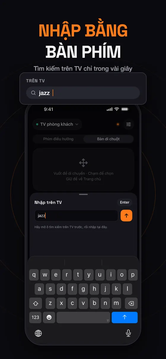 Gõ tìm kiếm trên TV bằng bàn phím iPhone trong Remo
